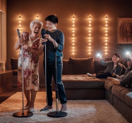 family karaoke fun together