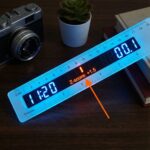 빛나는 자의 눈금이 다양한 물체를 측정하며 중앙 화살표가 특정 Z-점수 값을 가리키는 모습이다.