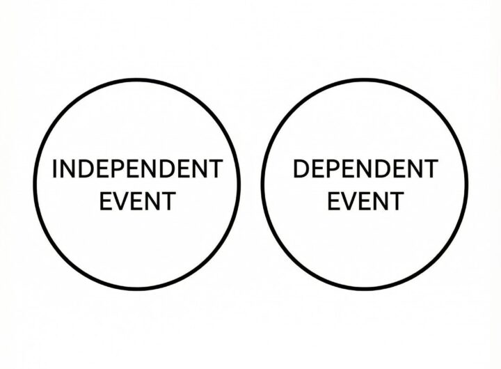 두 개의 원이 그려진 벤다이어그램으로 하나는 독립 사건, 다른 하나는 종속 사건으로 표기되어 있으며 두